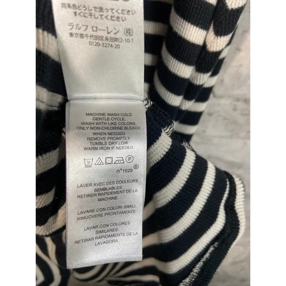 Lauren Ralph Lauren Striped Midi A-Line Dress Ribbed Crew Neck Short Sleeve XXS - Picture 10 of 11